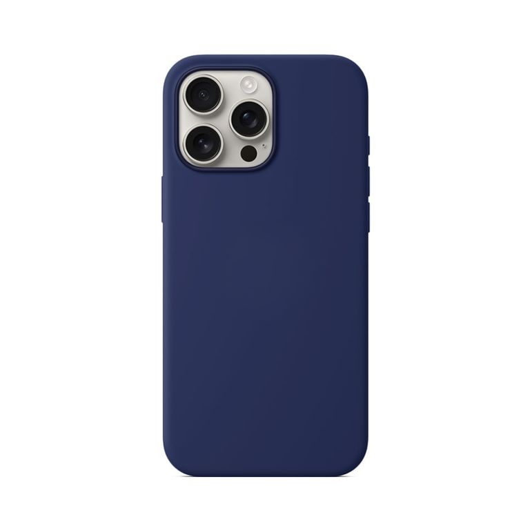 Case para Iphone 15 Pro max con logo, protector de silicona, azul