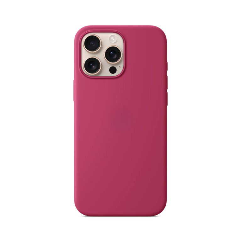 Case para Iphone 15 Pro max con logo, protector silicona, rojo carmin