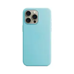 GENERICO - Case para Iphone 15 Pro max con logo, protector silicona, celeste