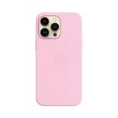 Case para Iphone 15 Pro max con logo, protector silicona, rosa