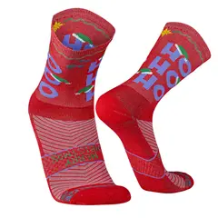 SILVERA NANOTECH - Medias navideñas mujer hombre deportivas de compresión running ciclismo tenis padel Navidad HOHOHO