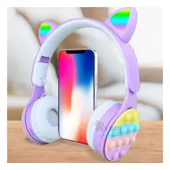GENERICO - Audifonos Innovadores con Orejas de Gato Pop It Lila