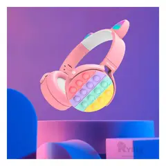 GENERICO - Audifonos Innovadores con Orejas de Gato Pop It Rosado
