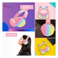 GENERICO - Auriculares Cat Versatil Rosado Y+Regalo Ligas para Peinar