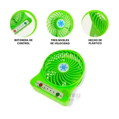 GENERICO - Ventiladora Util Mini en Verde Y+Regalo Ligas para Peinar