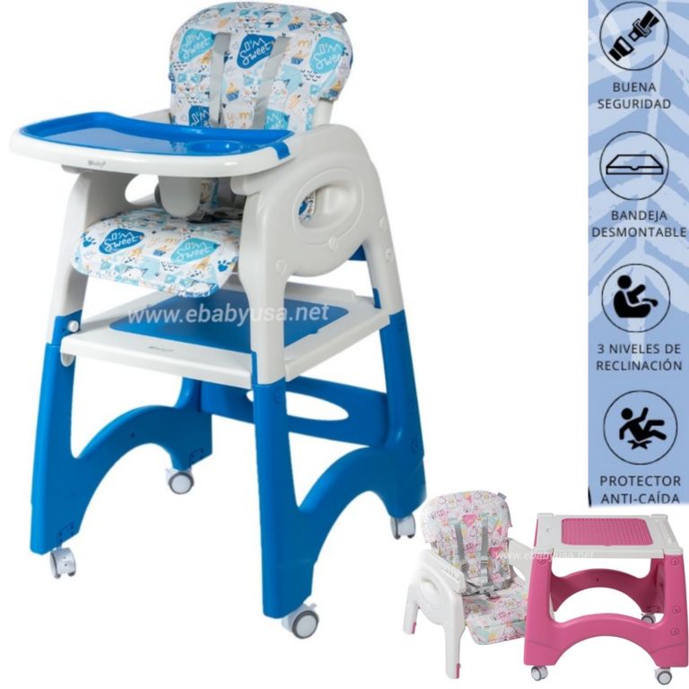 Silla de comer Escritorio y con Ruedas LARA AZUL