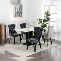 DMUEBLES - DM Comedor 4 sillas Italian al Duco - Gris oscuro/Negro