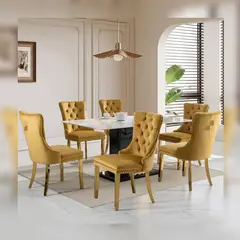 DMUEBLES - DM Comedor 6 sillas Italy al Duco Blanco con Negro - Mostaza