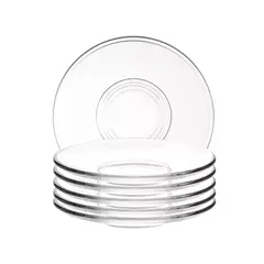 INSPIRA - Set de 6 Platos De Vidrio Transparente Plano para Postres