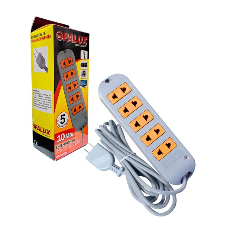 Extensor de 10 metros con 5 tomas Universales OP-830-10M