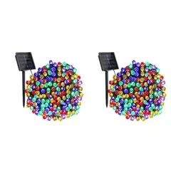 GENERICO - Luces Navideñas con Panel Solar de Colores 10mts - 02 Unidades