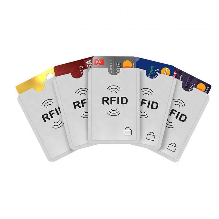 Funda Protectora Tarjeta Crédito RFID Antirobo Pack 10 Piezas Plateado