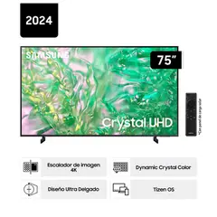 SAMSUNG - Televisor 75 Crystal UHD 4K Tizen OS Smart TV - Modelo UN75DU8000GXPE