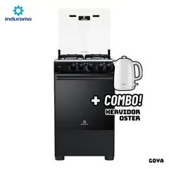 INDURAMA - COCINA DE PIE A GAS 4 HORNILLAS - GOYA + HERVIDOR OSTER BLANCO