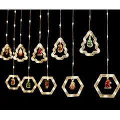 GENERICO - Luces cortina de navidad diseño figuras navideñas - Tono cálido