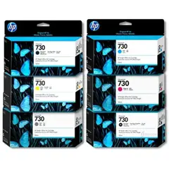 HP - Kit Tinta 730 Cyan Magenta Amarillo Mate/Black Photo/Black Gris