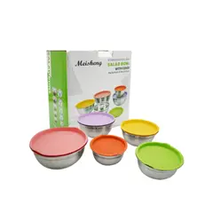 GENERICO - Set Bowls Acero Inoxidable 10 Piezas con Tapas