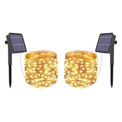 GENERICO - LUCES NAVIDEÑAS CON PANEL SOLAR AHORRATIVO 10 METROS - 02 Unidades