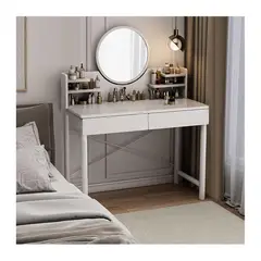 GENERICO - Tocador De Maquillaje Vintage Con Espejo Luz LED Dormitorio BlancoZZ93