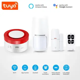 MN ELECTRONICS - Kit de alarma Wifi PST-H1 TUYA 24Ghz Sirena Sensor de puerta ventana