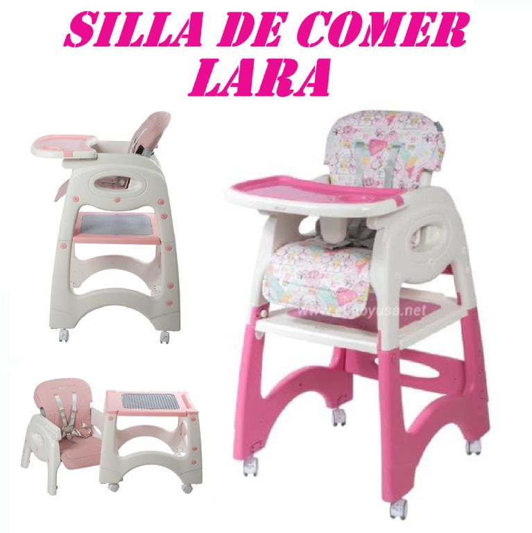 Nueva Silla de Comer Reclinable 4 en 1 Lara -Rosado