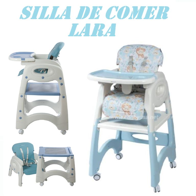 Nueva Silla de Comer Reclinable 4 en 1 Lara -Celeste
