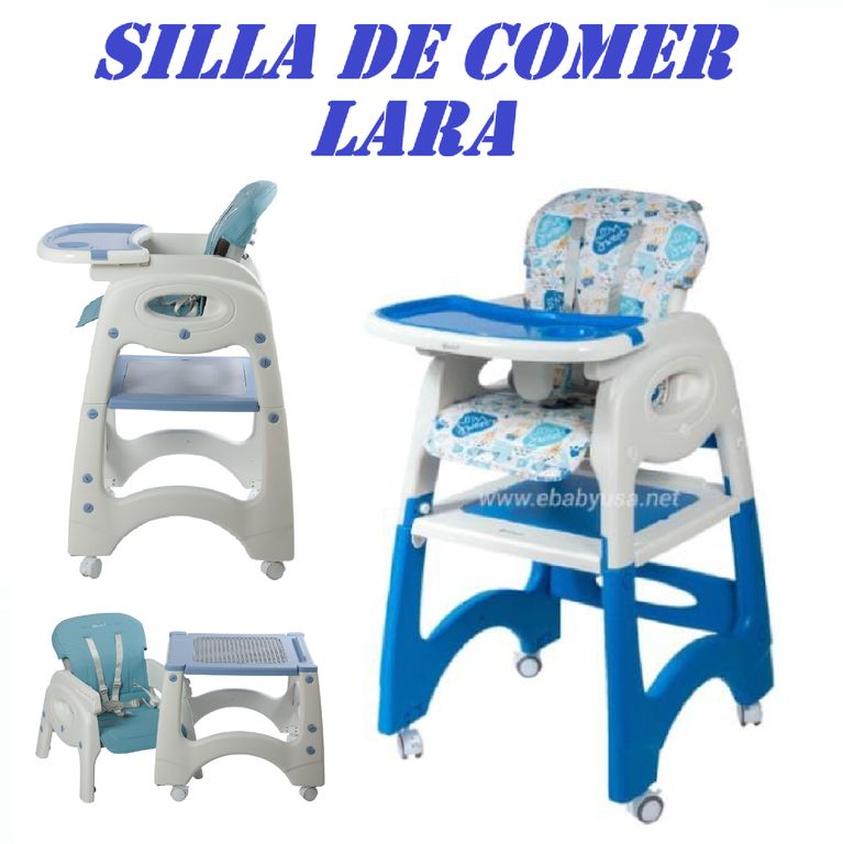 Nueva Silla de Comer Reclinable 4 en 1 Lara -Azul