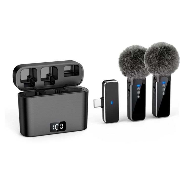 Micrófono Solapero Inalámbrico Profesional Dual K70 para celulares