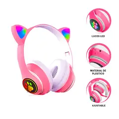 GENERICO - Auriculares Led de Diseño de Gato Fucsia Y+Regalo Agendita