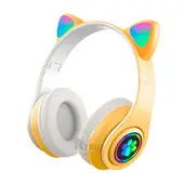 GENERICO - Audifonos con Tematica de Gato y con Luces en Tono Amarillo