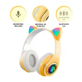 GENERICO - Audifonos con Tematica de Gato y con Luces en Tono Amarillo