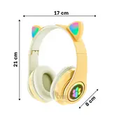 GENERICO - Audifonos con Tematica de Gato y con Luces en Tono Amarillo