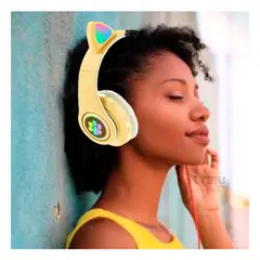 GENERICO - Auriculares Comodos Tipo Gato en Amarillo Y+Gift MiniAgenda