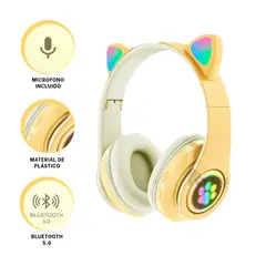 GENERICO - Orejera con Luz en Cat Amarillo Y+Regalo Ligas para Peinar