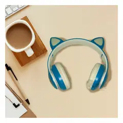 GENERICO - Audifonos Tipo Gato en Coloracion Azul Y+Regalo Agendita