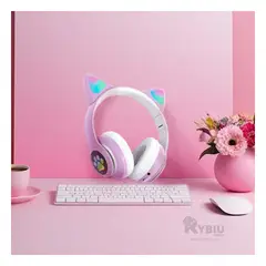 GENERICO - Audifonos con Diseño de Gato Tono Morado Y+Papel de Regalo