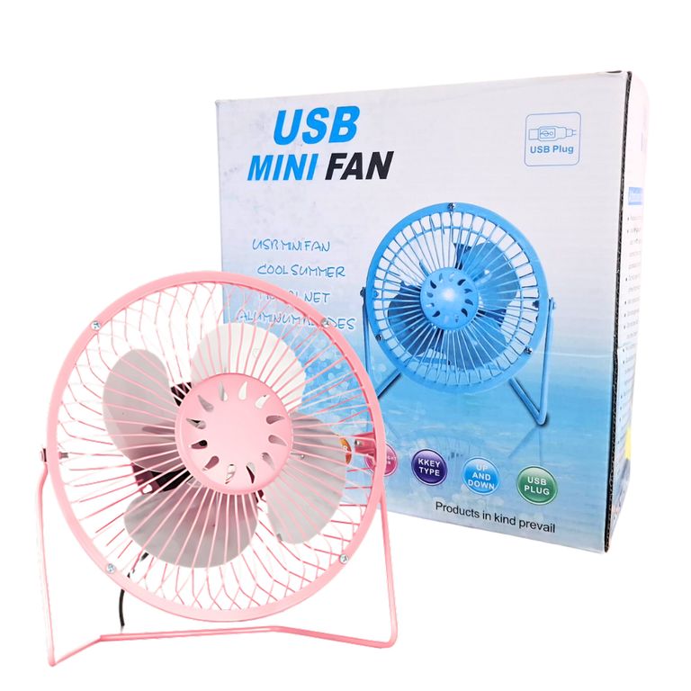 Ventilador de Metal 20cm USB Portátil Oficina Escritorio Rosado