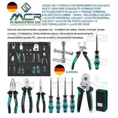 GENERICO - JUEGO DE 11 PIEZAS DE HERRAMIENTAS AISLADO DIELECTRICO HASTA 1000V
