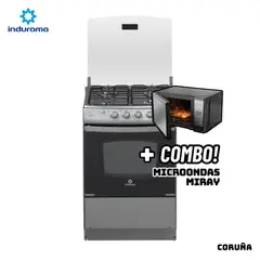 INDURAMA - COCINA DE PIE A GAS 4 HORNILLAS ACERO INOX - CORUÑA + MICROONDAS MIRAY HMM-20N