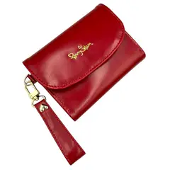 PERRY JHAN - Monedero Billetera Para Mujer 100% Cuero Color Rojo 3014