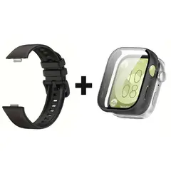 GENERICO - CORREA SILICON + BUMPER PARA HUAWEI WATCH FIT 3 NEGRO