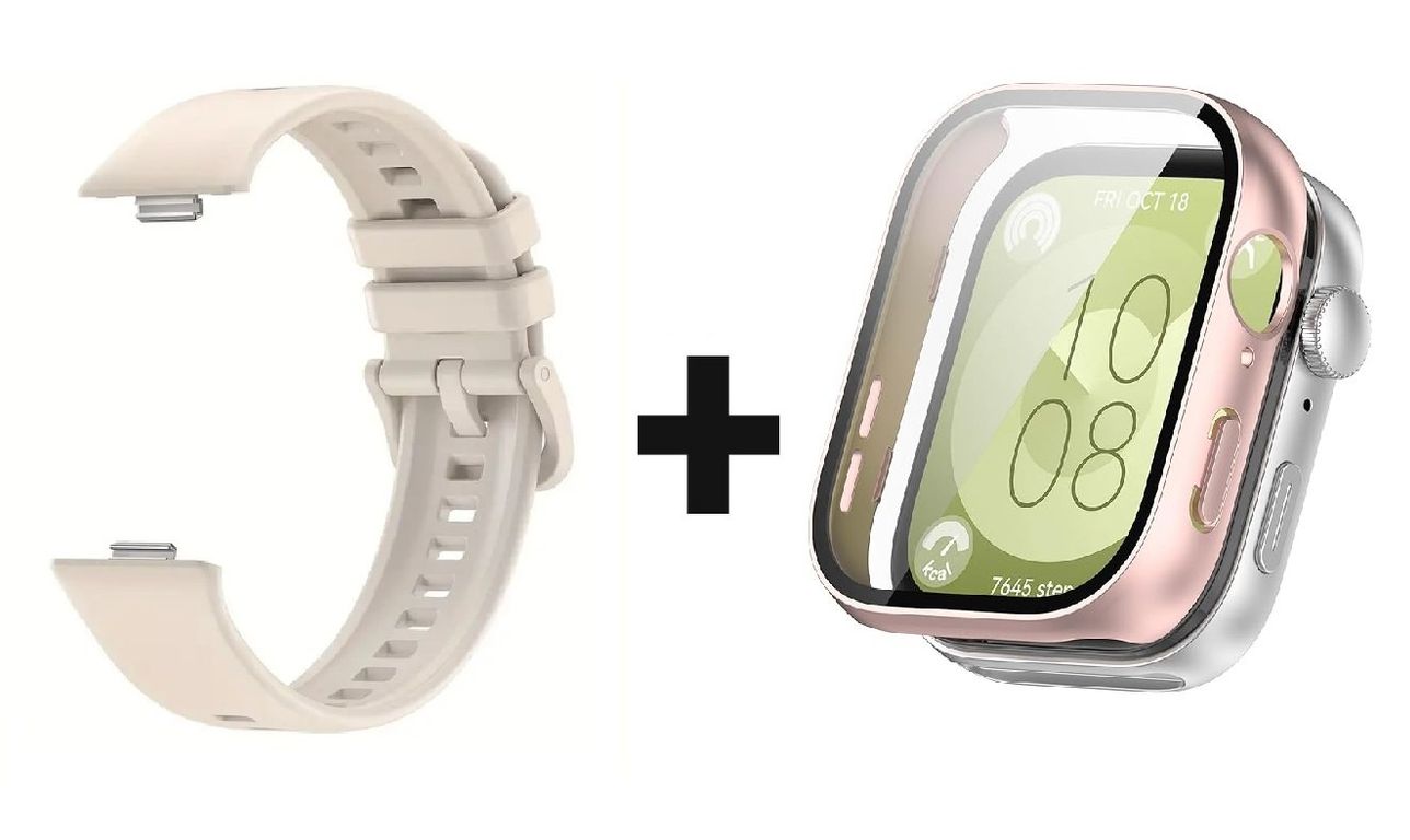 CORREA SILICON + BUMPER PARA HUAWEI WATCH FIT 3 NUDE