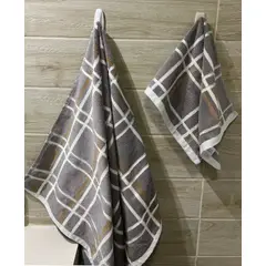 COBITEX HOME - Set de toallas de baño con diseño lineal Gris – 520 gramos 100% algodón pima