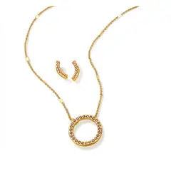 ESIKA - Set Collar Aretes Perfect Gems KARMA Baño Oro y Cristal de - Liquidación