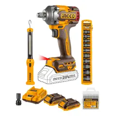 INGCO TOOLS - Llave de impacto 400nm + lampara y dados Ingco