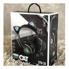 GENERICO - Audifonos con Tematica de Gato y con Luces en Tono Negro