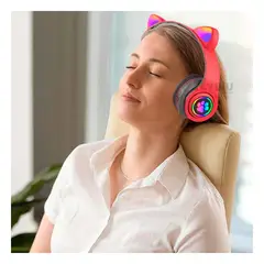 GENERICO - Audifonos Forma de Gato en Color Rojo Y+Regalo Stickers
