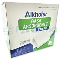 GENERICO - GASA ESTERIL 10 X 10 CM (POR 05 UNIDADES) - ALKHOFAR - CAJA POR 20 UNIDADES