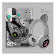 GENERICO - Audifonos con Tematica de Gato y con Luces en Tono Plomo