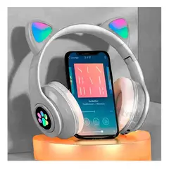 GENERICO - Audifonos Forma de Gato en Color Plomo Y+Regalo Stickers